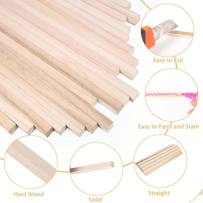 140Pcs 1/4" x 12" Balsa Wood Sticks, Square Dowel Rods Unfinished Balsa Wood Strips Hardwood Sticks for Crafts DIY Projects Models Making