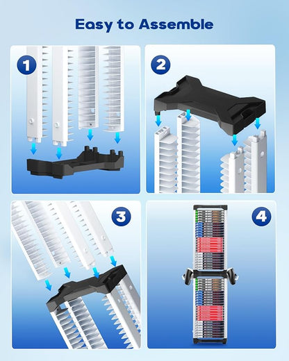 Nargos Video Game Storage Tower for PS5/ PS4/ PS3/ PS2/ PSP/Xbox One/Xbox 360 and Xbox Series X/S/Wii/Wii U/Switch/Switch 2 Game Cases, DVD and Blu-Ray Disks Holder Organizer (46 PCS)