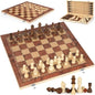 Chess Checkers Backgammon 3-in-1 Board Games Sets, Wooden Chess Set for Adults & Kids, 17.2" Lightweight Checkers Board Game,Strategy Backgammon Sets for Adults, Travel Chess Board Game Pieces Storage