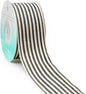 CT CRAFT LLC Ivory Cotton Black Stripes Ribbon 1.5" x 10 Yards for Home Décor Gift Present Wrapping DIY Crafts Birthday Wedding Bouquet Christmas