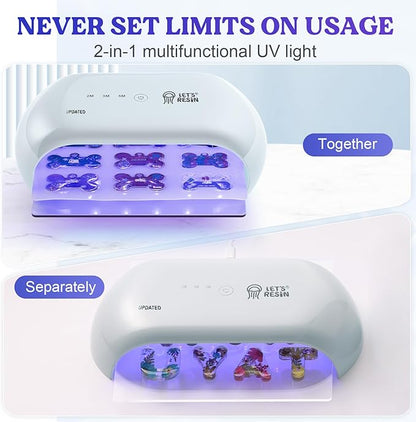 LET'S RESIN UV Light Advanced,Two-Sided Longer time Setting(2m,3m,5m) UV Resin Light with 36 LED Beads, Large Size UV Lamp for Resin Curing,Resin Molds,DIY Craft Decor(Grey Green)