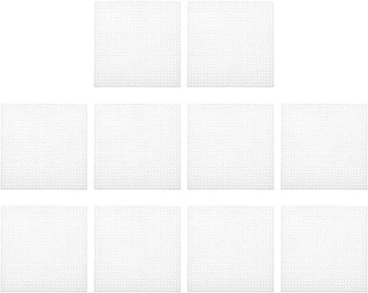 PATIKIL Plastic Mesh Canvas Sheets,10Pcs 4 x 4inch Cross Needlework Blank Yarn Crafting for Embroidery DIY Bookmarks Cup Mats, White, Square