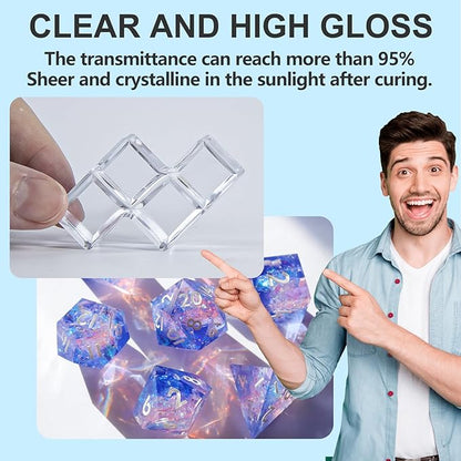JDiction UV Resin, 300g High Gloss UV Resin Clear Solar Cure Sunlight Activated Glue Hard UV Resin Kit for Jewelry Making, Casting and Coating, DIY Crafts, Resin Art Supplies