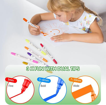 Stocking Stuffers, Liquid Chalk Markers Dual Wide & Fine Tip, 12 Colors Car Chalk Window Markers Pen for Glass Mirror Blackboard Halloween Decorations, Teen Girl Gifts Trendy Stuff