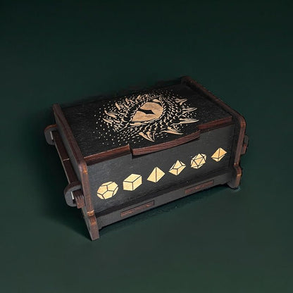 Dice Box - BLACK - 6x4x3 Also holds jewelry and great for desks and desk top items (Dragons Eye)