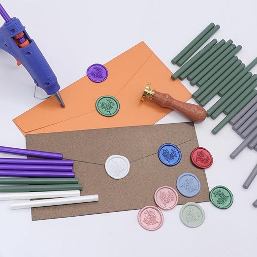 Sage Green Wax Seal Sticks 20pcs, Andotopee Glue Gun Wax Seal Sticks for Wax Seal Stamp, Premium Sealing Wax for Envelope Letter Seal Wedding Invation Craft Adhesive, Great Gift Ideas (Mini Size)