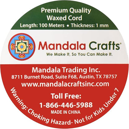 Mandala Crafts 1mm 109 Yards Indigo Cotton Waxed Cord for Jewelry Making Bracelet Cord Waxed String - Beading String Thread Jewelry Cords for Necklaces String