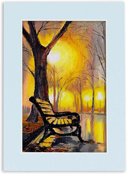 Pack of 25 Acid Free 8x10 Mats Bevel Cut for 5x8 Photos - Baby Blue Precut Matboards With Backing Boards and Clear Photo Mat Bags For Pictures, Photos, Framing - 4-ply Thickness