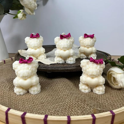 Rose Bear Candle Mold,Teddy Bear Silicone Molds for Candle Making,Epoxy Resin Bears Molds for DIY Handmade Soaps, DIY Candle, Mother's Day Gifts, Birthday Gifts, Home Decor Crafts (Mini)