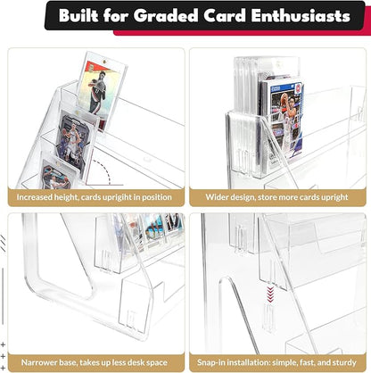 Trading Card Display Stand, Vertical Holder for Baseball Basketball Sports Graded Card Display Stand Tabletop for PSA BGS SGC Slabs, Snap-On Assembly(5 Tier, 1 Pack)