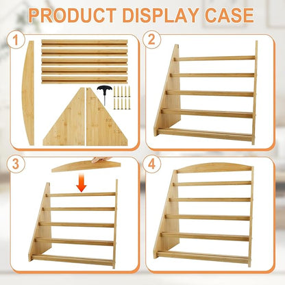Trading Card Display Stand,5-Tier Bamboo Baseball Card Display Case, 35 pt Sports Card Display for Card Game Collection (Burlywood)