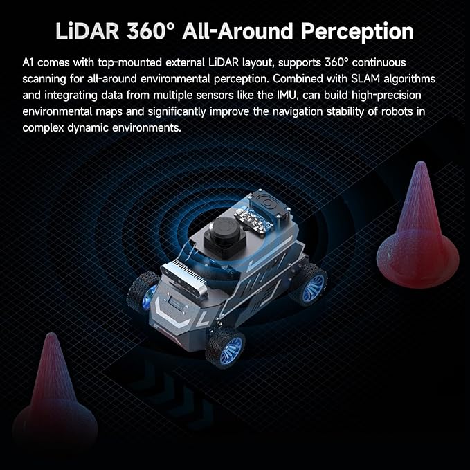 Yahboom Raspberry Pi 5 8GB for AI Robot Car,Supports RVIZ Simulation ROS2,TOF Lidar,SLAM Mapping Navigation, Tracking and Obstacle Avoidance(Superior Ver Without Pi5)