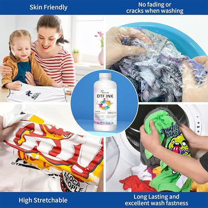 DTF Ink White 1000ml for I3200 XP600 R1390 L1800, ET-8550, ET-2850 XP-15000, R2400, L800, 1430, P400,P800,R2000, Heat Transfer Ink Conversion Kit Refill for All DTF Printers,for DTF Film
