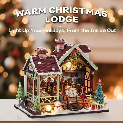 DIY Miniature House Kit, Miniature Kit with Music, Dollhouse Kit for Adults Teen, Mini House Building Kit for Birthday, Christmas Warm Lodge