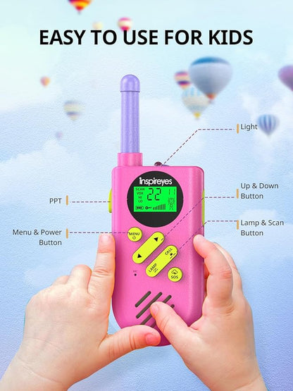 Walkie Talkies for Kids Rechargeable,Toys for Boys and Girls Ages 3-12, 3 Pack Long Range 2-Way Radios, Birthday Gifts,Christmas Stockings, Outdoor Play, Family Games, Hiking Camping Gear