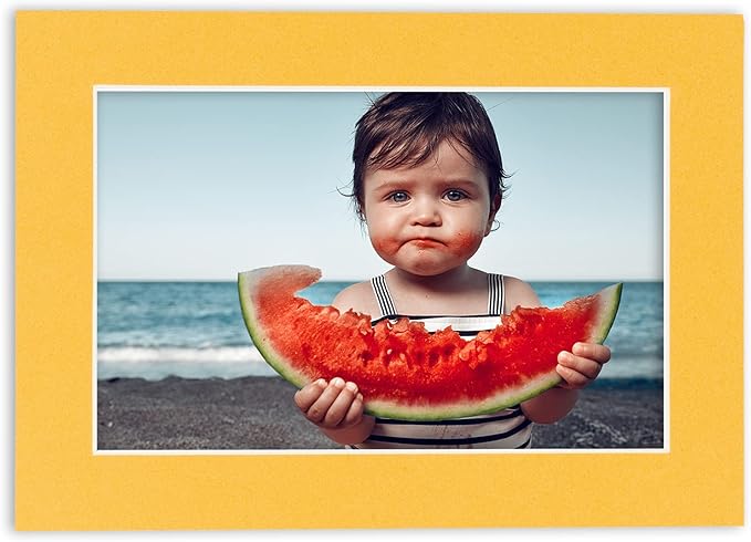 Pack of 25 Acid Free 8x10 Mats Bevel Cut for 6x8 Photos - Topaz Orange Precut Matboards For Pictures, Photos, Framing - 4-ply Thickness
