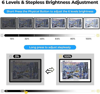 Heanolier A2(25.2" x 18.4") Artist tracing Light Box Copy Table,Large Magnetic Light pad with Physical Buttons & Adapter,3-Color,Dimmerable Bright Light Board for Diamond Painting,Drawing,Sketching