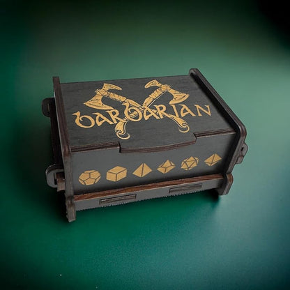 Dice Box - BLACK - 6x4x3 Also holds jewelry and great for desks and desk top items (Barbarian)