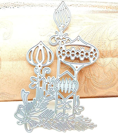 Metal Cutting Dies DIY Merry Christams Embossing Stencil Template Scrapbooking Card Making Mold Photo Album Arts Crafts Tools (Christmas ornament-12.7x8cm)