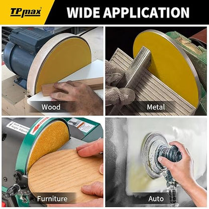 6-Inch 100-Grit Gold PSA Sanding Discs, 50 Pack – Pro-Grade Self-Adhesive Stickyback Sandpaper with Quick-Release Tabs for DA Sander, Medium-Coarse Automotive/Wood/Metal Sanding