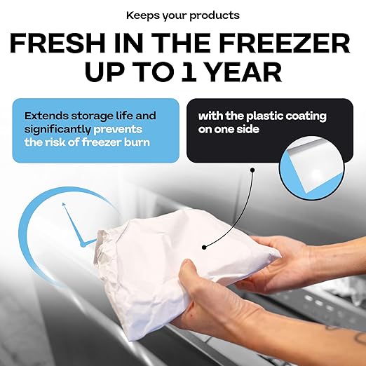 White Freezer Paper Roll 24" x 1800" (150 feet) with Cutter - USA-made Freezer Paper for Meat & Fish - Poly-Coated Food Wrapping Material for Freezing - Barrier Against Air & Moisture by IDL Packaging