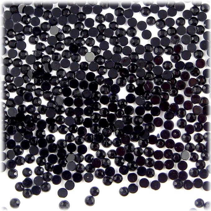 The Crafts Outlet 1,440pc Flatback Acrylic Rhinestones Round 3mm (10ss) Jet Black