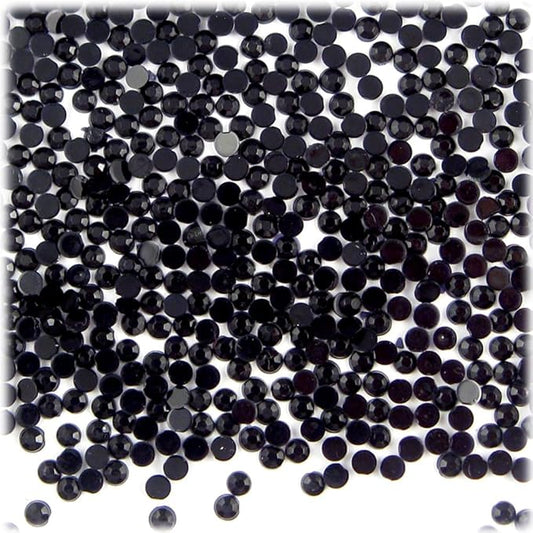 The Crafts Outlet 1,440pc Flatback Acrylic Rhinestones Round 3mm (10ss) Jet Black