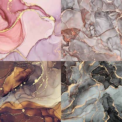 YASMEN Single-Sided Scrapbook Paper Pad, Marble Pattern Bronzing Cardstock, 6"6" Designer Themed Art Kits, Bullet Junk Journal Craft Decopodge - 24 Sheets