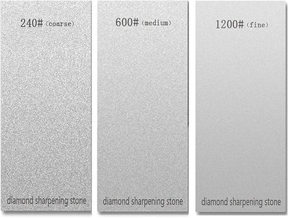 3 PCS Diamond Sharpening Stone Diamond Knife Sharpener Plate Honing Whetstone for Knives Chisel (240#+600#+1200#)