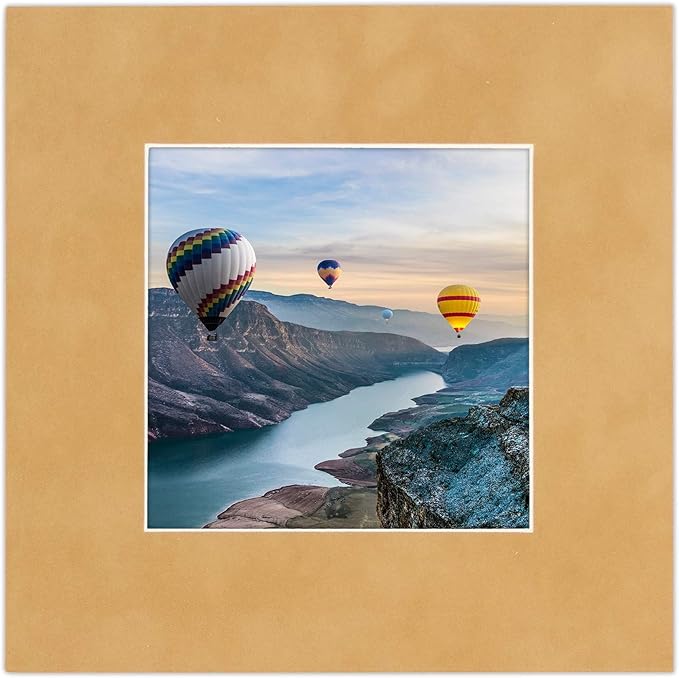 Poster Palooza 8x10 Mat Bevel Cut for 6x8 Photos - Acid Free Beige Suede Precut Matboard - for Pictures, Photos, Framing - 4-ply Thickness