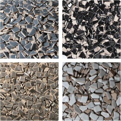 Ceramic Mosaic Tiles for Crafts & Art Projects 200 Grams Vibrant Colors Pieces Fit Together Like a Puzzle Endless Creative Ideas for Mosaic Art DIY Hobbies Small Sizes (Black White Gray)