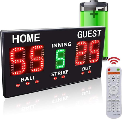 YZ LED Baseball/Softball Scoreboard for Fence, High-Light Digital Scoreboard with Remote, Rechargeable Wireless Electronic Baseball Scoreboard, Score Keeper with Innings Balls Strikes Outs Outdoor