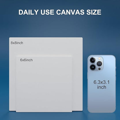 Canvas Panels 6x6 Inch 24-Pack, 10 oz Primed 100% Cotton White Blank Small Canvases for Painting, Square Flat Canvas Board for Oil Acrylics Watercolor & Tempera Paints