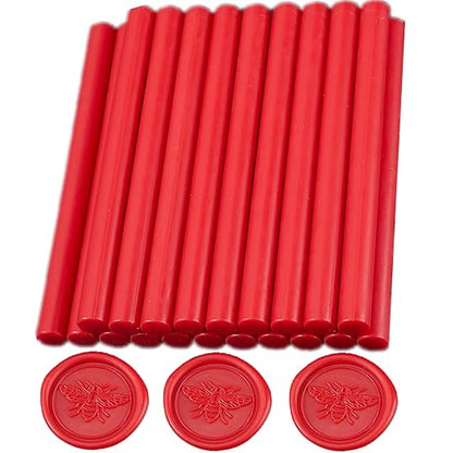 Wax Seal Sticks Red, ONWINPOR 20pcs Glue Gun Wax Sealing Sticks for Wax Seal Stamp, Mini Wax Seal Gun Sticks Suit to 0.28'' Glue Gun, Wedding Invitations (Bright Red)
