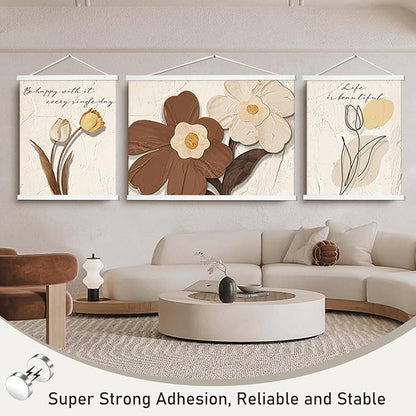 Artmag Magnetic Poster Hanger Frame, 31x24 31x21 Light Wood Wooden Magnet Canvas Artwork Print Poster Hangers Frames Hanging Kit (White, 31")