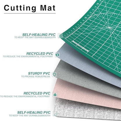 DIYSELF Cutting Mat - 9in12in, A4 Size, Double-Sided, Rotating Mat for Crafts, Sewing, Quilting & More