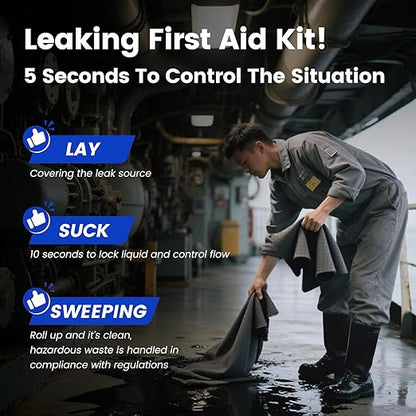 Universal Absorbent Pads Roll | 16"x20" Water Absorbent Mat 100-Pack | Industrial Spill Control for Liquids Leak(16 Gal/Box) | Oil Absorbing Rolls