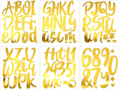 Outus 576 Pieces 8 Sheets Letters Stickers Self Adhesive Vinyl Letter Alphabet Number Stickers Mailbox Numbers Sticker, Decals for Classroom Decor, Sign, Door