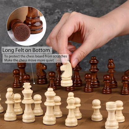 Chess Set Board for Kids & Adults, 12" Travel Magnetic Chess & Checkers Folding Board 2 in 1 Sets, Portable Folding Leather Chess Boards with 3 Velvet Bag Packaging Pieces