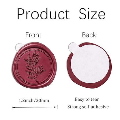 PONATIA Burgundy Wax Seal Stickers - 50 Pcs Self-Adhesive Envelopes Wax Seals for Wedding Invitations, Party Invitations, Gift Wrapping, Wine Bottle Decor