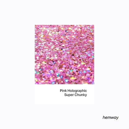Hemway Glitter for Resin 100g Rose Pink Holographic Metallic Crystals for Epoxy Craft Super Chunky Flakes Tumblers Wax Melt