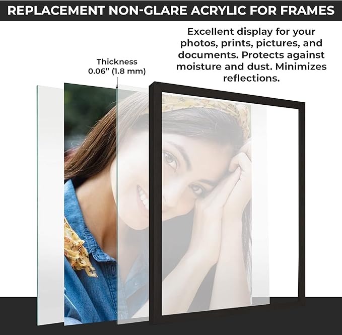 Non-Glare Acrylic Replacement for 10x15 Picture Frame, Replacement Plexiglass for 10x15 Photo Frame, UV-Resistant Non-Glare Acrylic Cover Sheet
