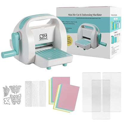 Mini Die Cutting & Embossing Machine by Joelver Maker, 3 Inch Opening, Scrapbooking Starter Kit (Blue)