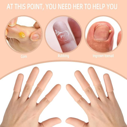 12PCS Gel Finger Cots Silicone Finger Protectors for Trigger Finger Relief Fingertip Covers for Cracked Skin Blisters Calluses Nude Medium Finger Sleeves with Long & Short Sizes