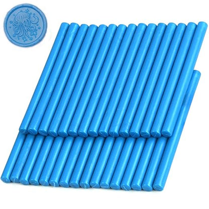 Bright Blue Wax Seal Sticks, 30pcs Sealing Wax Sticks, HOSEALING Glue Gun Wax Seal Sticks for Wax Seal Stamp, Premium Sealing Wax for Wedding Invitations, Letter, Envelope (Mini Size)