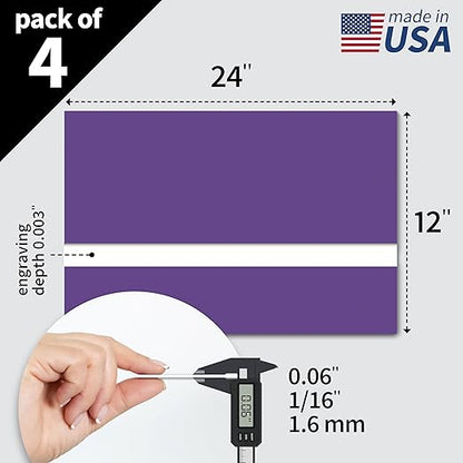 Trotec TroLase | 12"x24"x1/16", 4 Pcs | Purple/White | 2 Ply | Modified Acrylic | Laser Engraving Double Color Plastic Sheet | Engraving Blanks for Laser, Saw, Guillotine | Made in USA