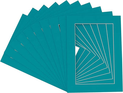 6x8 Mat for 8x10 Frame - Precut Mat Board Acid-Free Show Kit with Backing Board, and Clear Bags Teal Blue 6x8 Photo Matte Made to Fit a 8x10 Picture Frame Matboard for Framing, Pack of 100 Mats