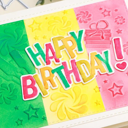 BAOFALI3D Embossing Folder and Metal Die Set for Card Making,Happy BirthdayTexture Embossing Template Paper Card Embossing Stencil for DIY Birthday Scrapbooking Photo Album Card Paper Craft Decoration