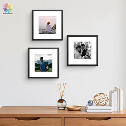 Mat Board Center, Pack of 25, 12x12 for 8x8 White Mat Kit - Acid Free, 4-ply Thickness, White Core - Includes Backing Boards and Clear Bags - for Pictures, Photos, Framing