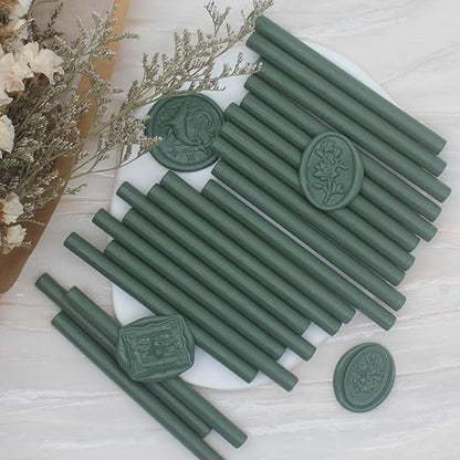 52pcs Olive Green Wax Sealing Sticks, Andotopee Glue Gun Wax Seal Sticks for Wax Seal Stamp, Premium Sealing Wax for Envelope Seal Wedding Invitation Craft Adhesive, Great Gift Ideas (Mini Size)